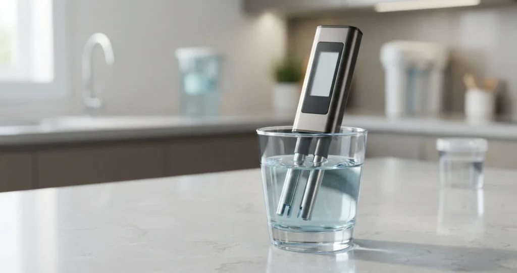 TDS meter measuring drinking water quality in Pakistan