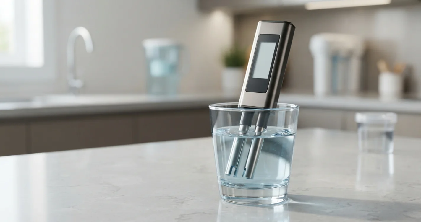 TDS meter measuring drinking water quality in Pakistan